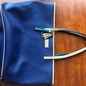 Coach Park Metro Blue Saffiano leather Tote